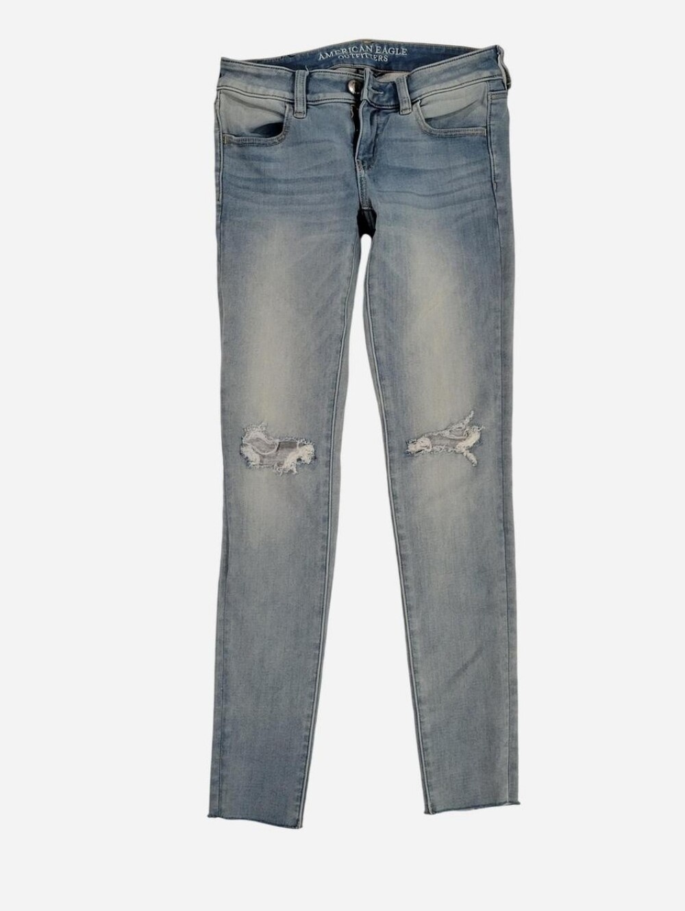 American Eagle Youth Girls Size 2 Regular 360 Super Stretch Skinny Jeans Distres